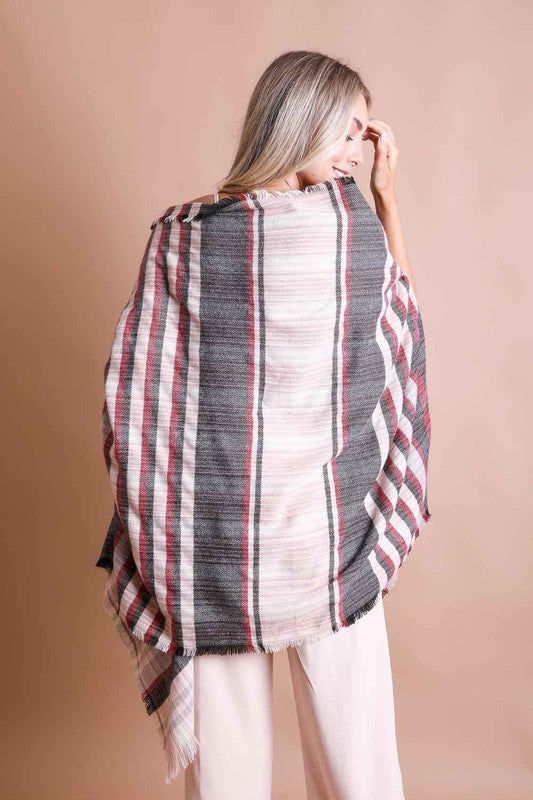 Tartan Plaid Frayed Edge Ruana Wrap