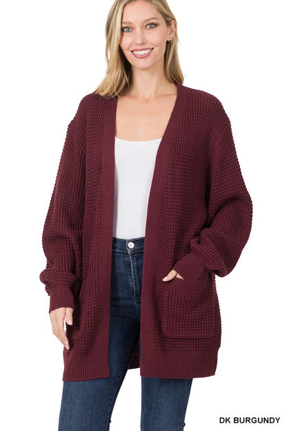 Waffle Cardigan Sweater