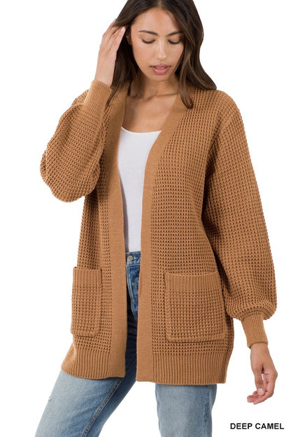 Waffle Cardigan Sweater