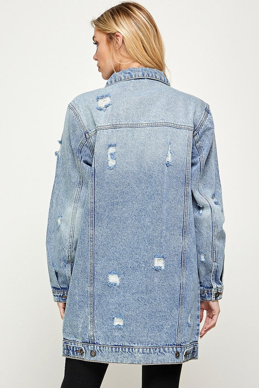 CHAQUETA DENIM LAVADA DESGASTADA