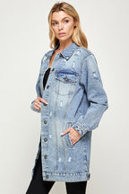 DISTRESSED WASHED DENIM JACKET