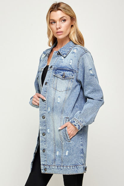 CHAQUETA DENIM LAVADA DESGASTADA