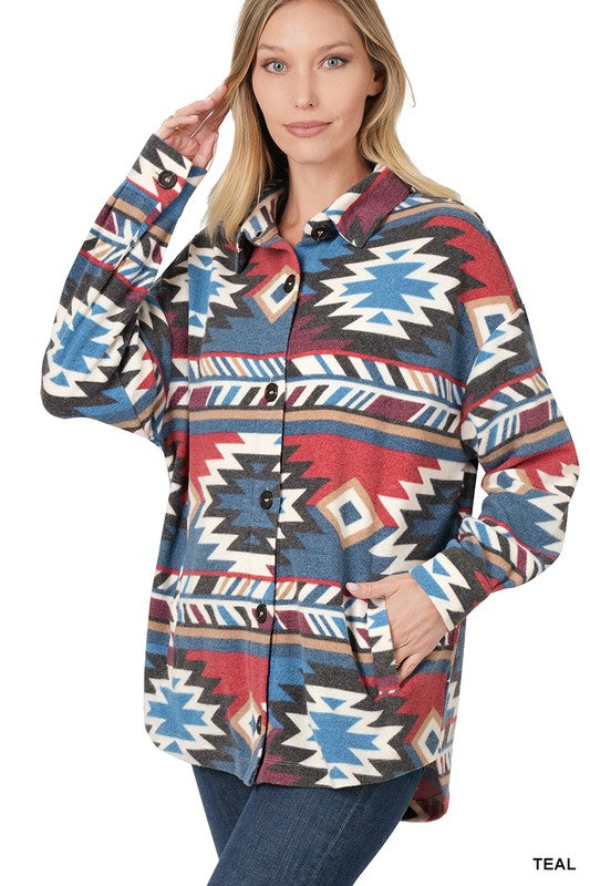 Sobrecamisa extragrande azteca cepillada con bolsillos