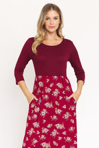 Quarter Sleeve Floral Maxi Dress