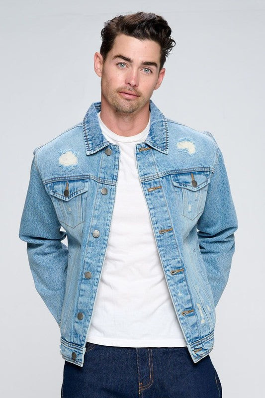 Men's Distressed Denim Jacket