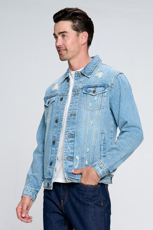 Men's Distressed Denim Jacket