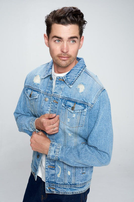 Men's Distressed Denim Jacket