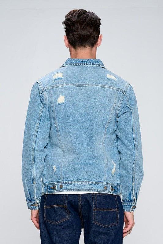 Men's Distressed Denim Jacket