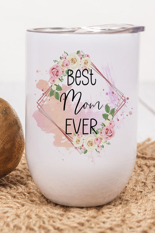 Vaso Para Vino Con gráfico floral de Best Mom Ever