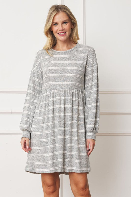 Stripe Bishop Sleeve Dress