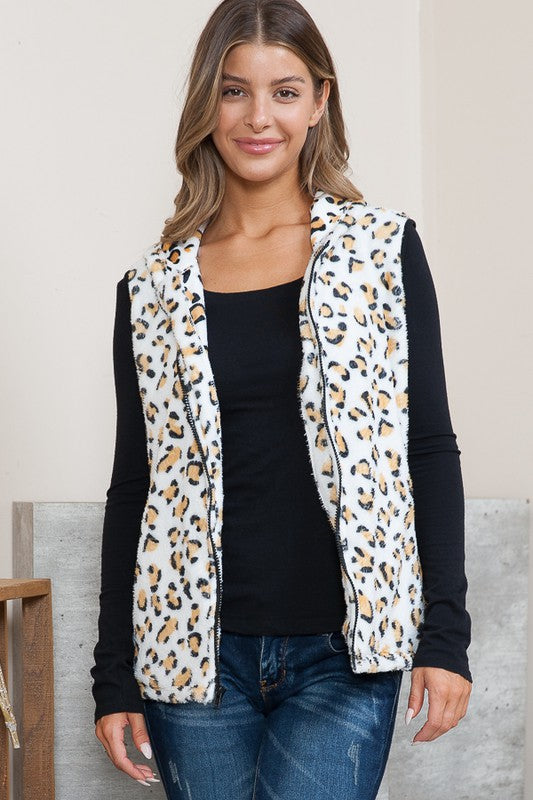 Hooded Leopard Vest