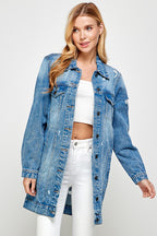 DISTRESSED WASHED DENIM JACKET