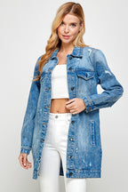 DISTRESSED WASHED DENIM JACKET