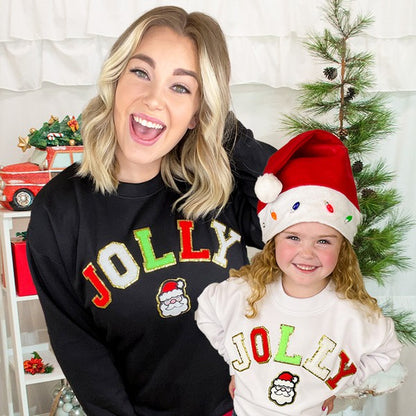 Mommy and Me Jolly Santa Chenille Sweatshirt