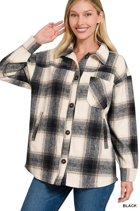 Sobrecamisa de cuadros de hilo teñido de gran tamaño