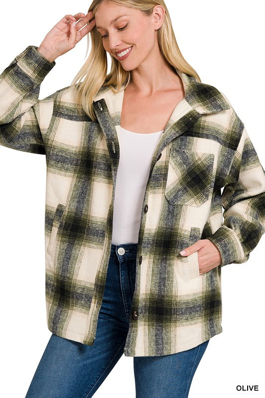 Sobrecamisa de cuadros de hilo teñido de gran tamaño