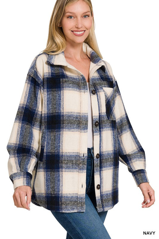 Sobrecamisa de cuadros de hilo teñido de gran tamaño