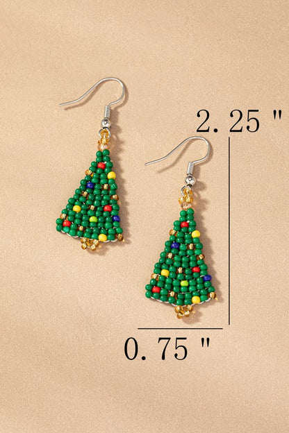 Small Seed Bead Christmas Tree Earrings