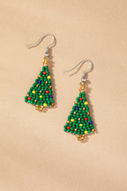 Small Seed Bead Christmas Tree Earrings