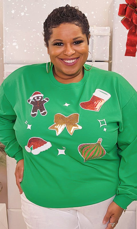 Christmas Embroidered Sparkle Long Sleeve