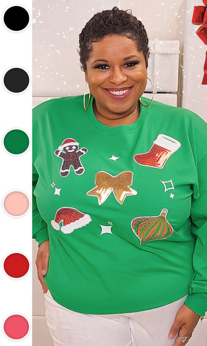 Christmas Embroidered Sparkle Long Sleeve