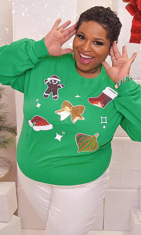 Christmas Embroidered Sparkle Long Sleeve