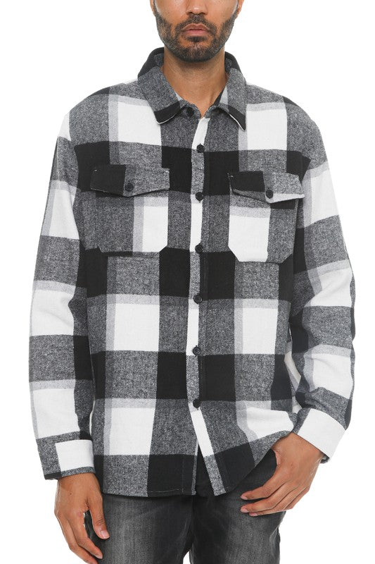 Mens Soft Checkered Flannel Shacket