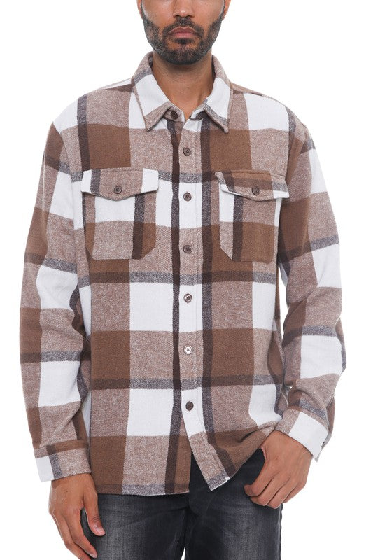 Mens Soft Checkered Flannel Shacket