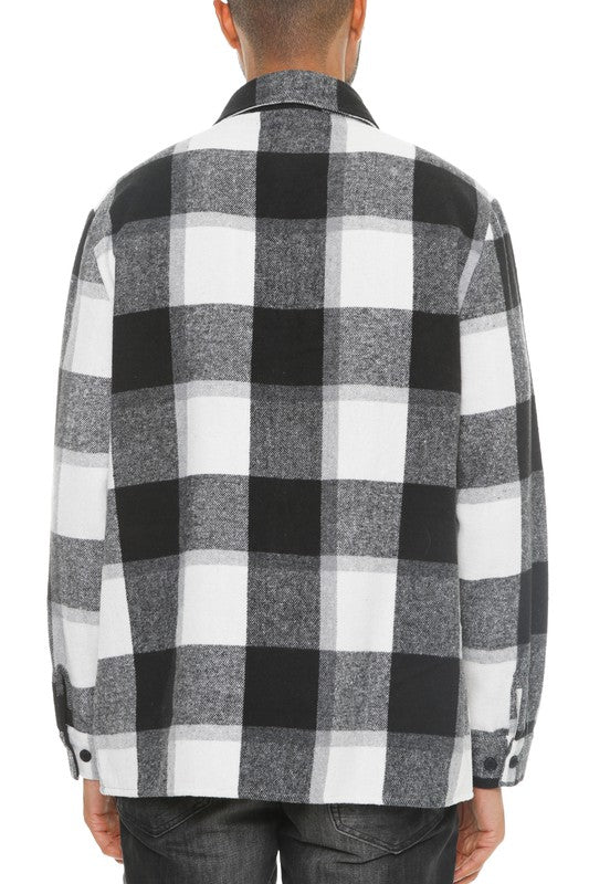 Mens Soft Checkered Flannel Shacket