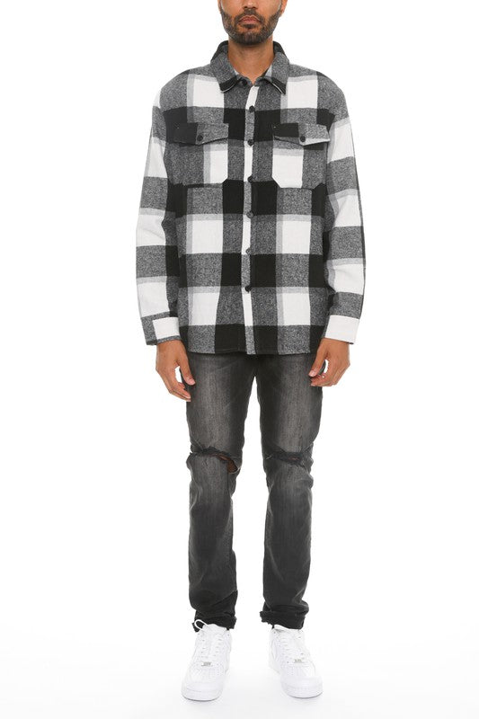 Mens Soft Checkered Flannel Shacket
