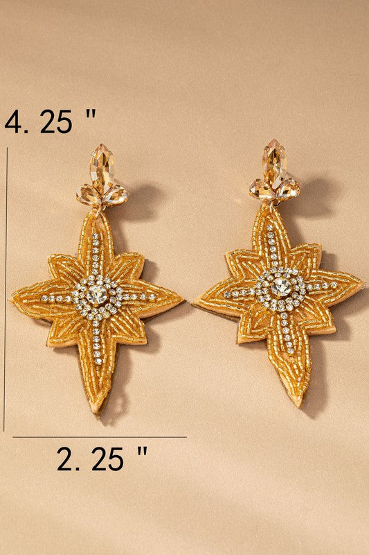 Seed Bead Christmas Star Earrings