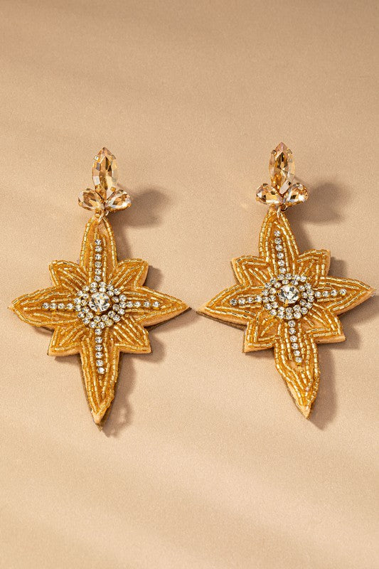 Seed Bead Christmas Star Earrings