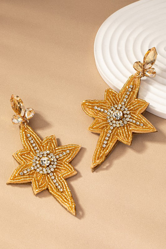 Seed Bead Christmas Star Earrings