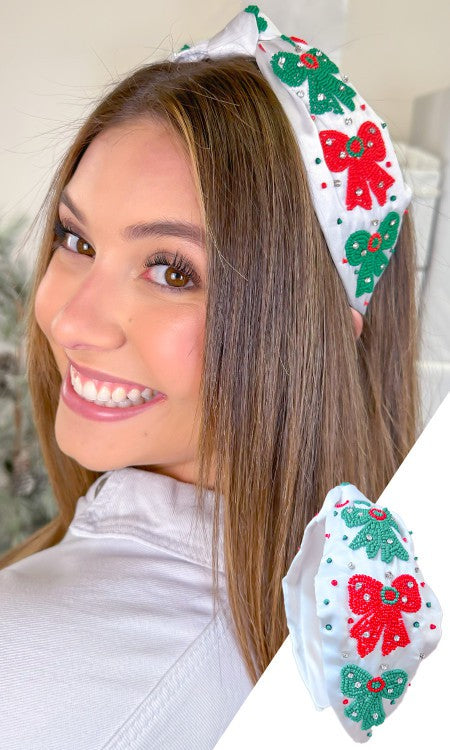 Diadema con lazos navideños