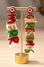 Merry Christmas seed bead earrings