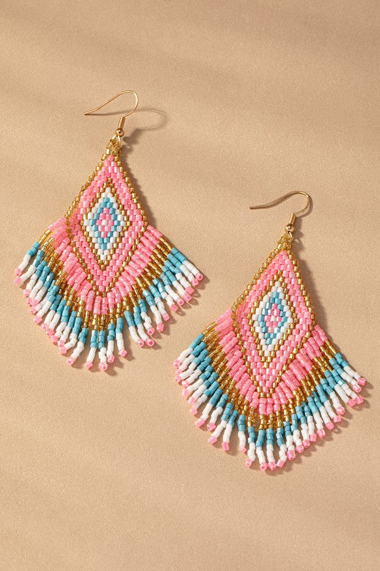 Pendientes colgantes de cuentas de semillas boho