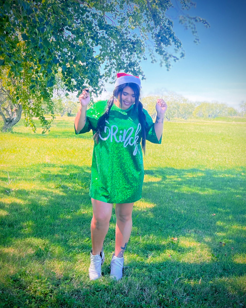 Grinchy Christmas Sequin Jersey Dress