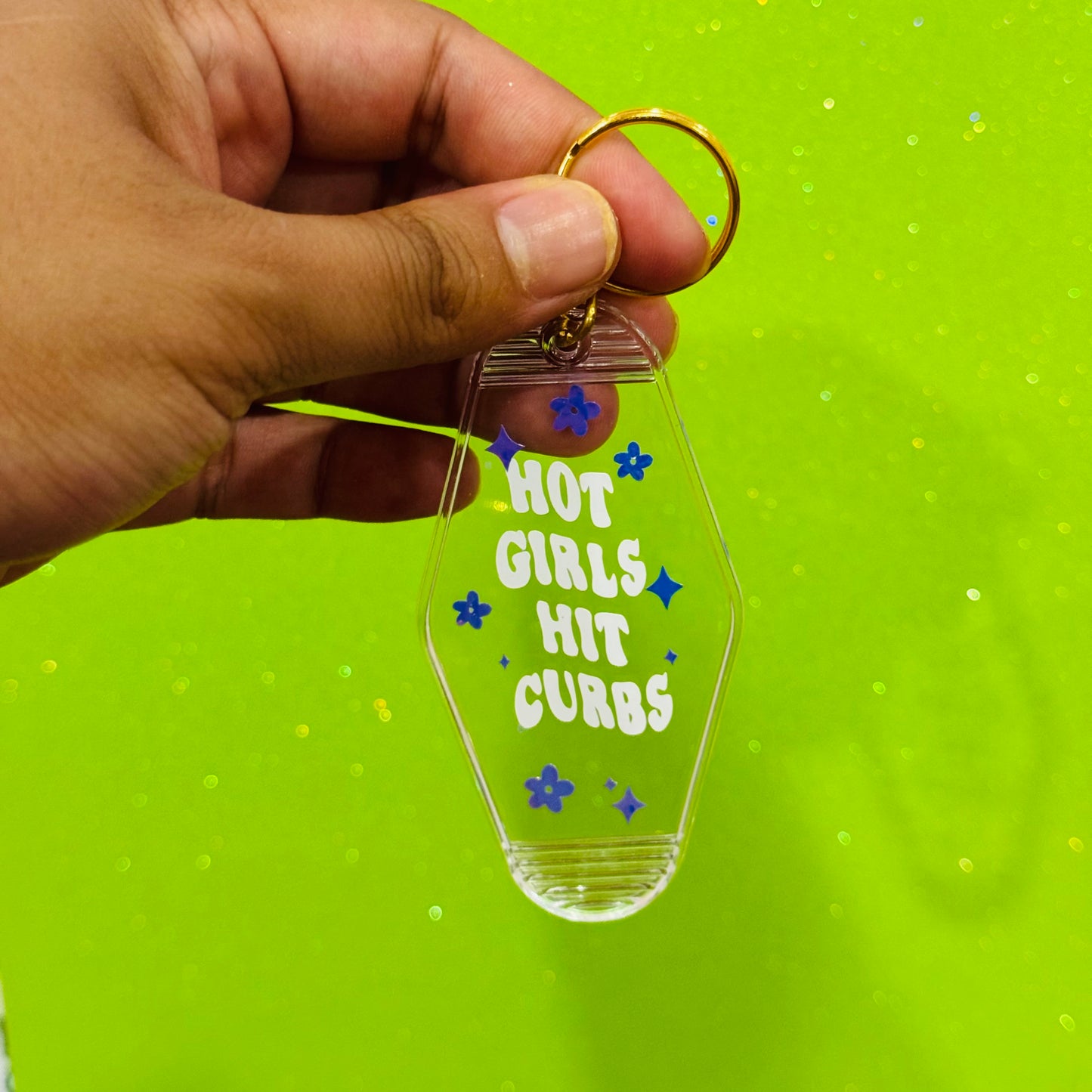 Hot Girls Hit Curbs Keychain