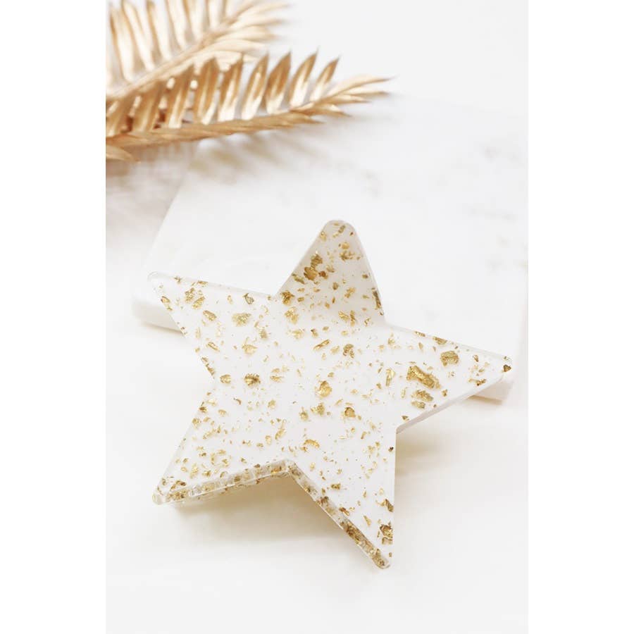 Premium Foil Glittered Star Hair Claw