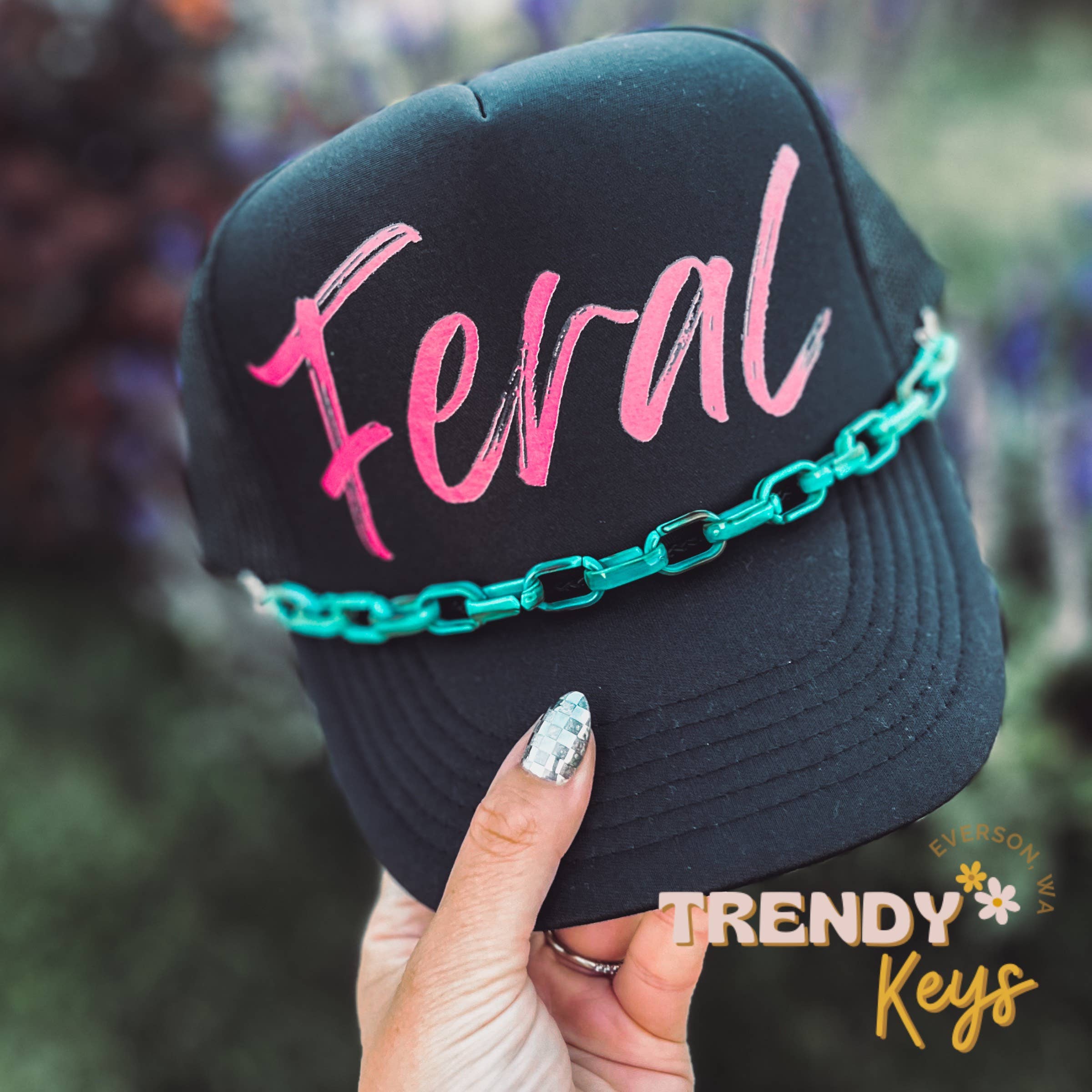 Feral Graphic Trucker Hat with Chain