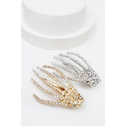 Rhinestone Skeleton Hand Hair Clip