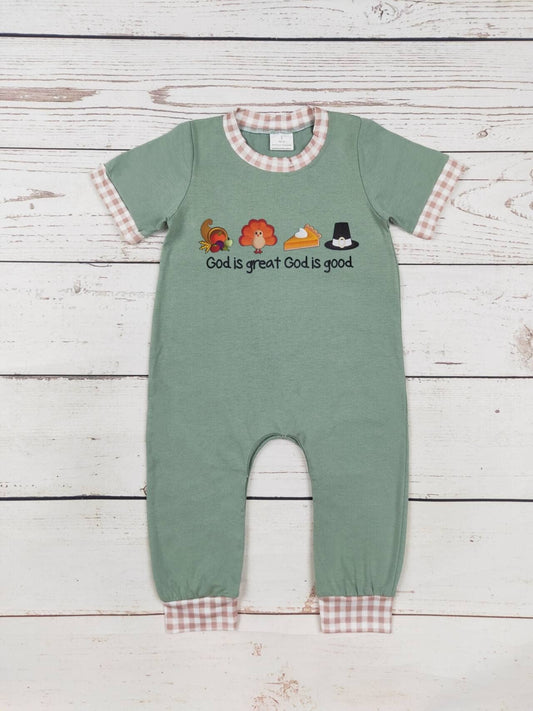 Baby Boy God is Good Thanksgiving Romper