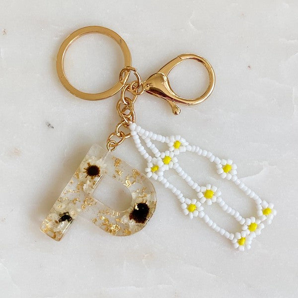 Daisy Initial Key Chain