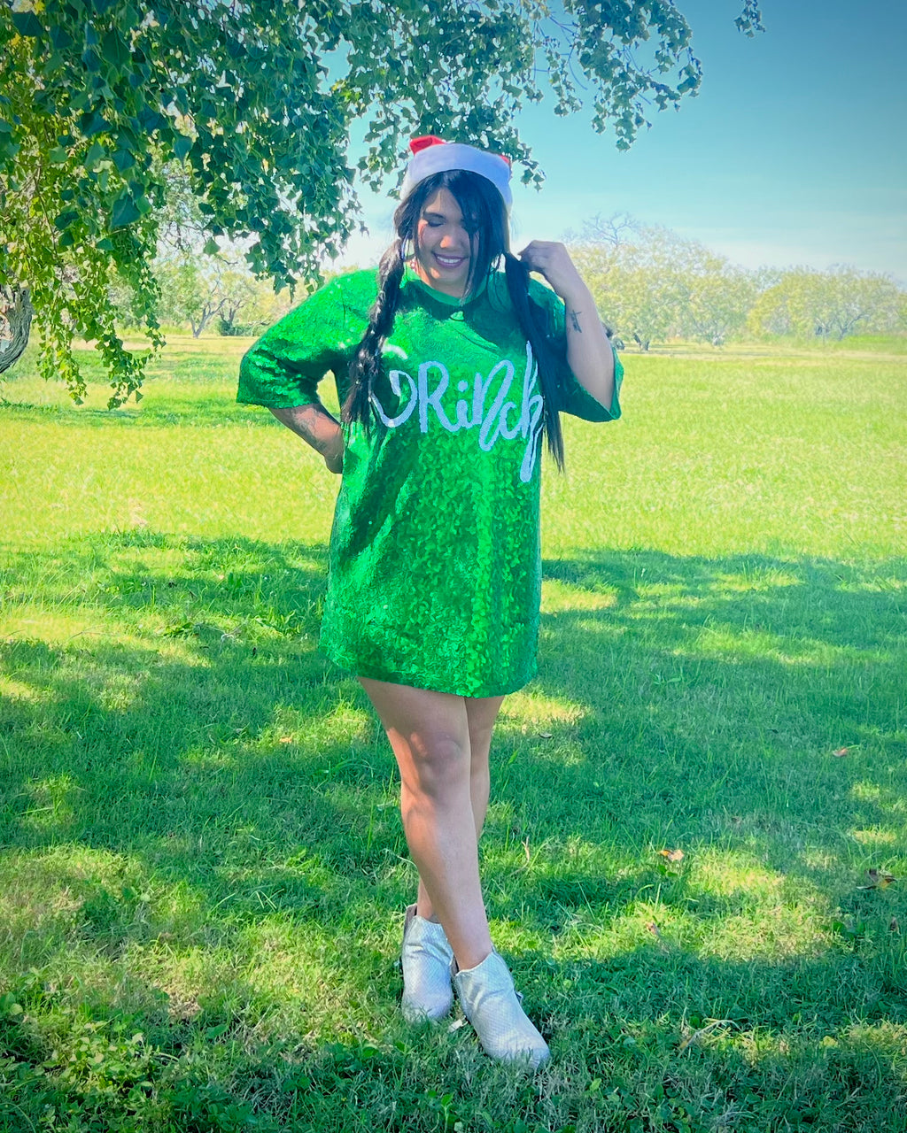 Grinchy Christmas Sequin Jersey Dress