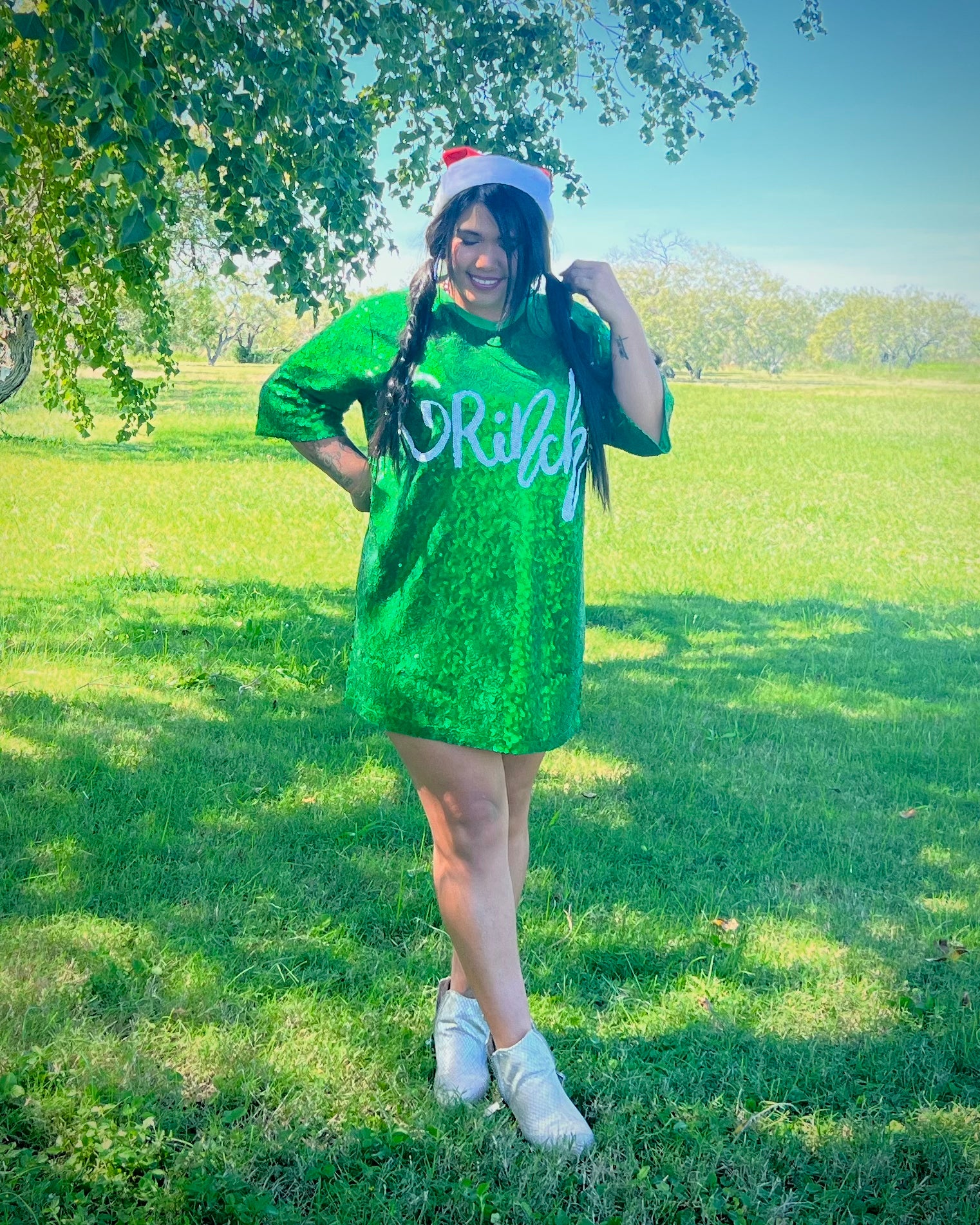 Grinchy Christmas Sequin Jersey Dress