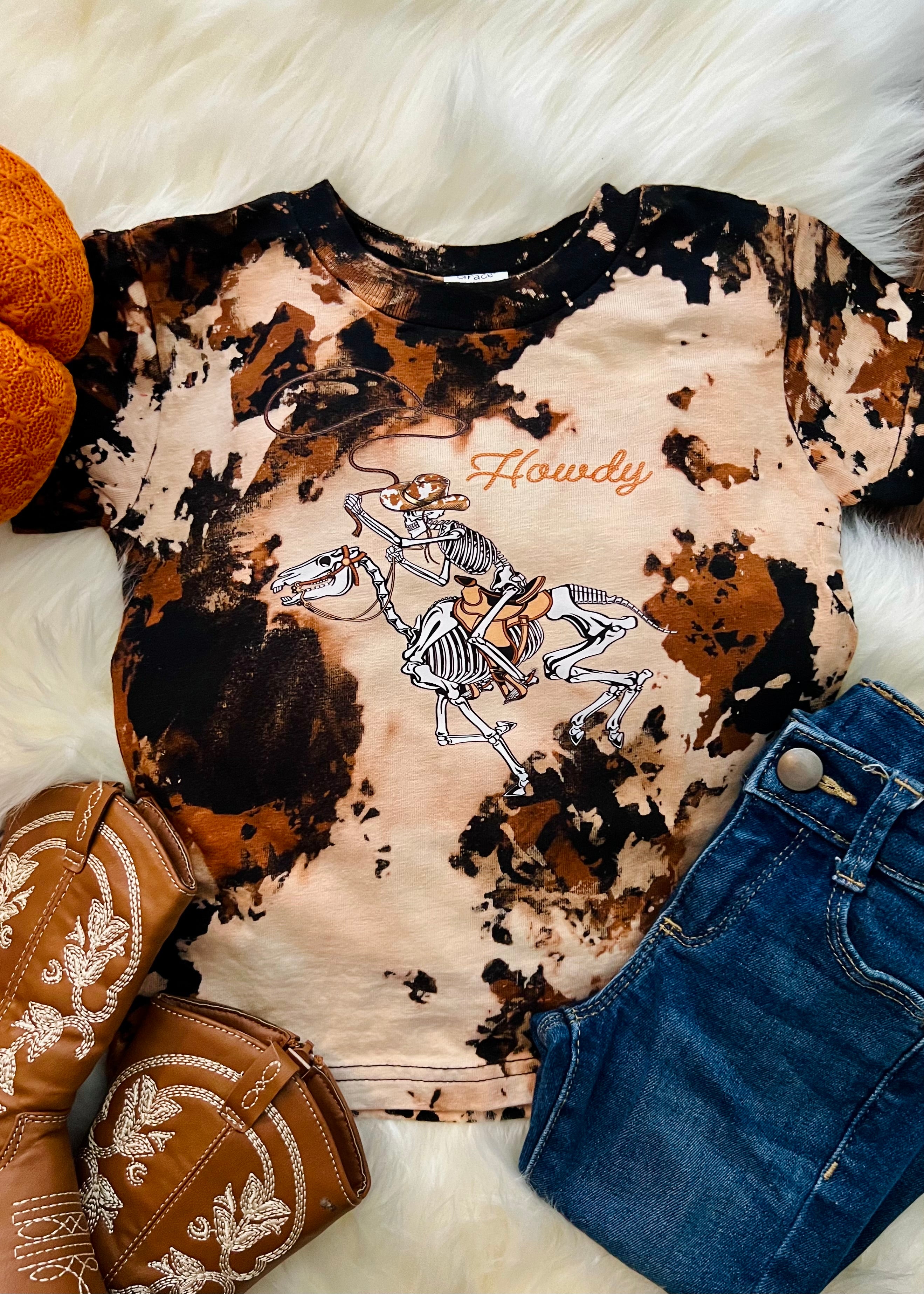 Howdy Cowboy Cow Print Toddler Tee