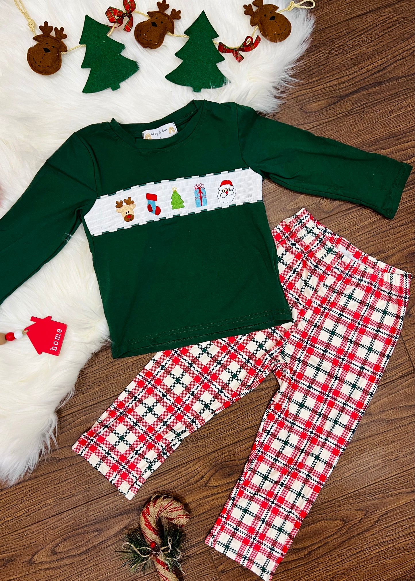 Conjunto de Navidad para niños con fruncido