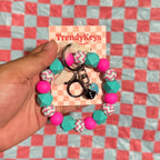 Patterned Wristlet Keychain w/ Mini Charm