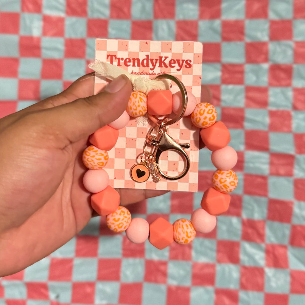 Patterned Wristlet Keychain w/ Mini Charm