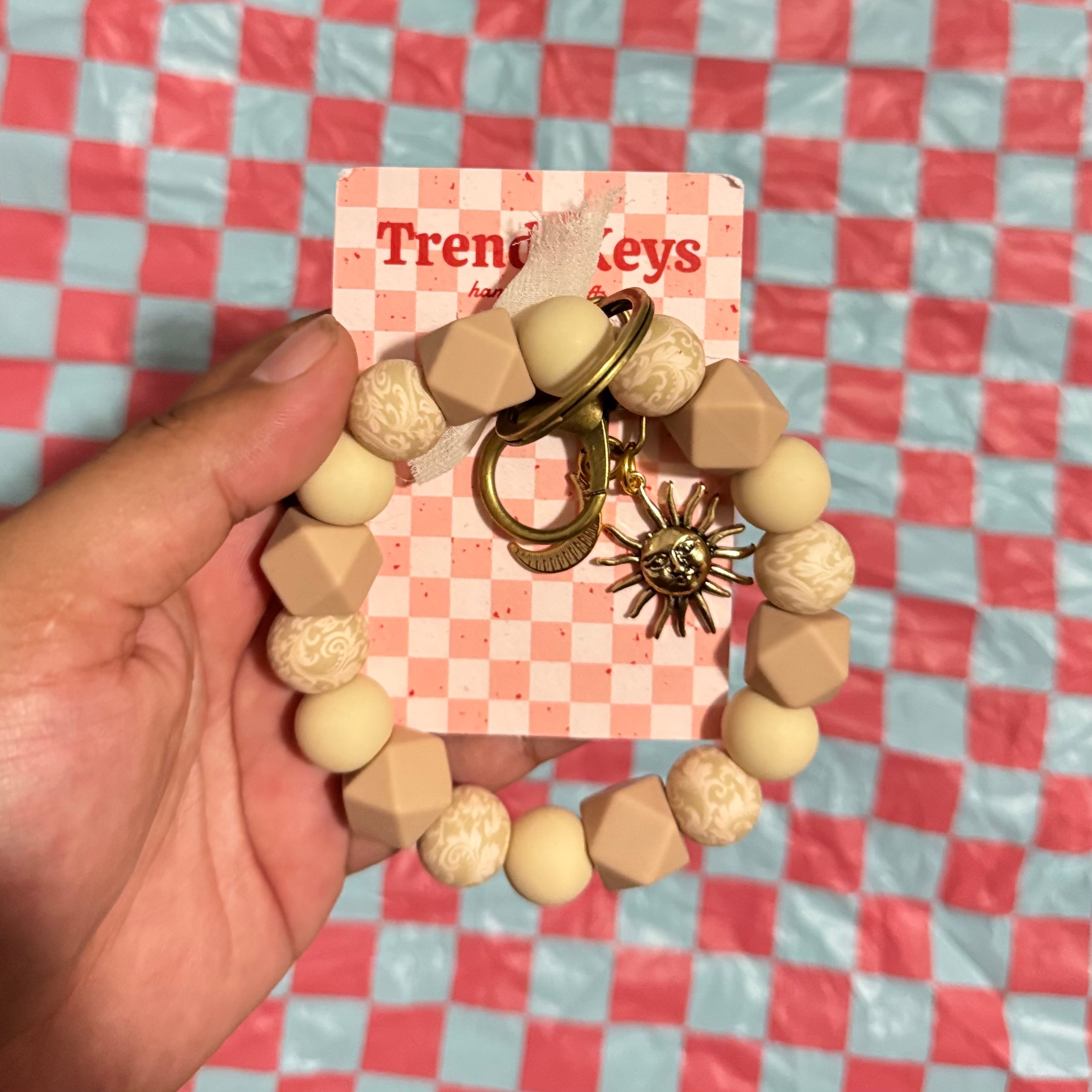 Patterned Wristlet Keychain w/ Mini Charm